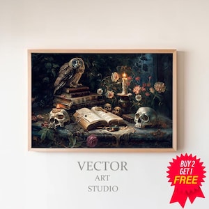 Vintage Stillleben Gemälde | Dark Academia | Druckbare Vintage Kunst | Gotische Kunst