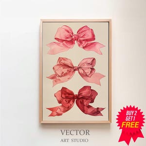 バレエコア ウォール アート、コケット ルーム デコレーション、水彩リボン プリント、グランドミレニアル アート、オールド マネー エステティック デコレーション アート、パステル ブラッシュ アート プリント