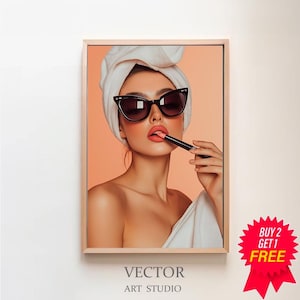 Audrey Hepburn Lipstick Poster, Vintage Woman Fashion Wall Art, Old Hollywood Photo in Color, Fashion Wall Decor, Feminist Print