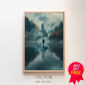 Wizarding Inspired Poster, Vintage Wizard School, , Wizard World, Van Gogh Painting, Vintage Castle, Printable Decor, Wall Art