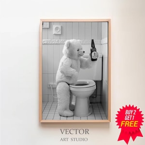 Ted Movie poster, Funny Poster Art, Bathroom Wall Art, Black and White, Funny Wall Art, Digital Download