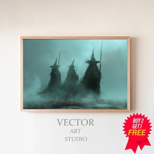 Witchy Decor Halloween Wall Art Printable Vintage Witch Halloween Vintage Halloween Painting Vintage Witch Wall Art Rustic Halloween Decor
