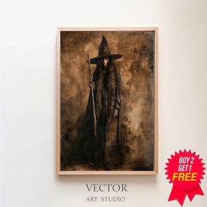 Witchy Decor Halloween Digital Print, Rustic Halloween Print Digital Download