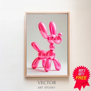 Balloon Dog Print, Pink Preppy Wall Art, Dog Lover Print, Animal Art Poster, Girly Print Trendy Art, Balloon Animal Print, Nursery Art Print