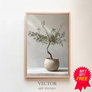 Olive Tree in Vessel Painting, PRINTABLE ART, Vintage Botanical Art | Muted Toned Art | Digital Download