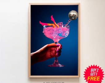 レトロなバーカートアートプリント、ディスコウイスキーコラージュプリント、シュールアートプリント、カクテルポスター、レトロなコラージュプリントファンキーなウォールアートデジタルプリント