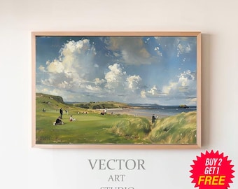 Golf Print, Vintage Golf Painting Landscape Art Print, Vintage Golf Course Wall Art, Downloadable Printable Wall Decor, Golf Fan Gifts