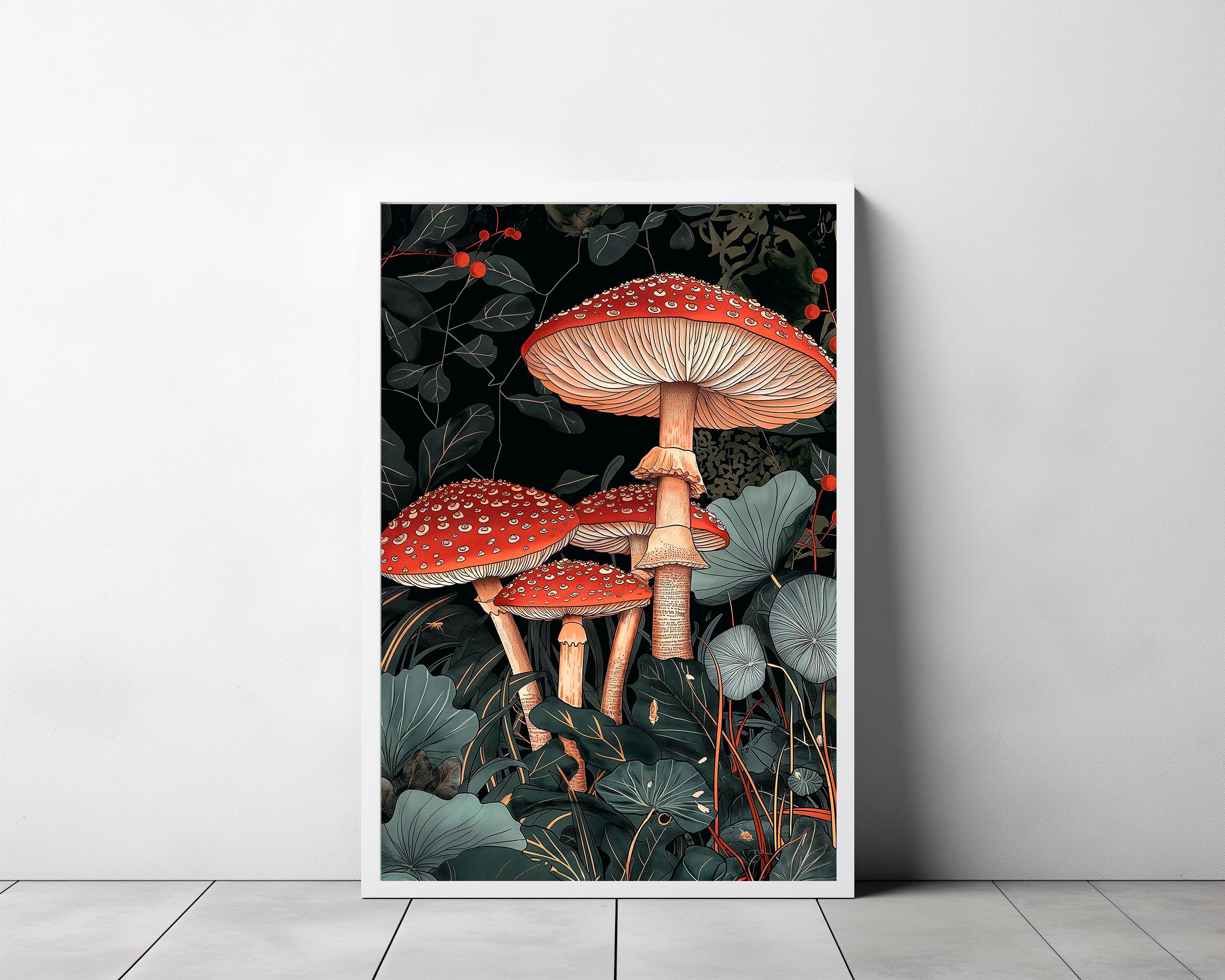 William Morris Inspired Mushroom Art Print, Mushroom Print, Botanical ...