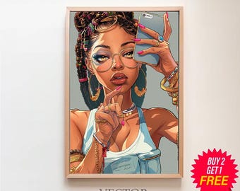 black art, black girl art, black woman wall art, black wall art, black woman art, black girl wall art, black art print, urban digital print