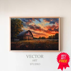 Frame TV Art 4th of July | American Flag On Barn | American Heritage Frame TV | Digital Download | Independence Day