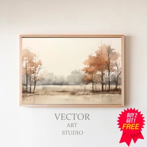 Summer Sunset Landscape Painting Frame TV Art, Easter Watercolour TV Decor Vintage Style Spring Country Muted Scenery Screensaver