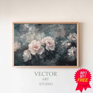Moody Floral Frame Tv Art | Dark Academia Abstract Flowers | Vintage Botanical Frame Tv Art | Vintage Frame Tv Art Antique Flowers
