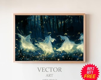 Fairies Vintage Wall Art Printable, Fae Witchy Moody Wall Art Downloadable, Dark Art Cottagecore, Girls Room Decor, Girly Whimsical Wall Art