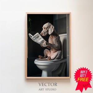 Weimaraner auf der Toilette, Badezimmer Bilder, Digitaler Download, Weimaraner Bild Bad,Hund Geschenk, Wanddeko Badezimmer,Funny Dog Picture