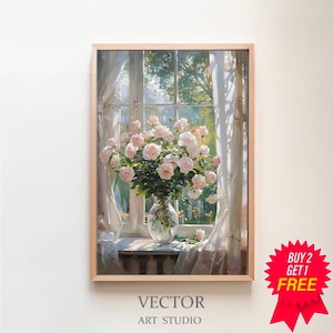 Pink Flowers Coquette Room Decor Spring Decor Printable Wall Art Peonies Oil Painting Vintage Princess Art Cottagecore Decor Floral Wall Art