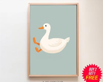 Silly Goose Wall Art, Cute Goose Poster, Dark Blue Boy Nursery Decor ...
