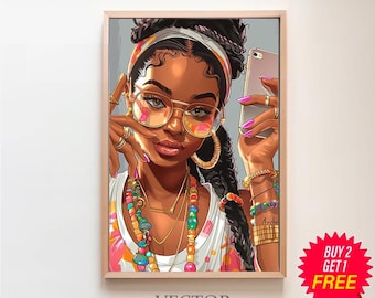 black art, black girl art, black woman wall art, black wall art, black woman art, black girl wall art, black art print, urban digital print