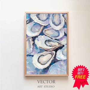 Colorful Pastel Oyster Shell Painting | Summer Dining Room Kitchen Printable Digital Download | Abstract Coastal Beach House Wall Art Print