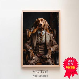Vizsla im Anzug in einem Sessel, lustiges Hundebild, digitaler download, Geschenk für Hundebesitzer, Vizsla art, Funny Dog Picture