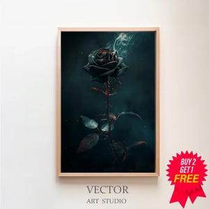 Black Rose Art Print, Vintage Poster, Art Poster Print, Gothic Victorian, Dark Academia