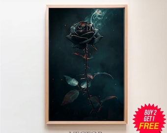 Stampa artistica Black Rose, poster vintage, stampa artistica, gotico vittoriano, Dark Academia
