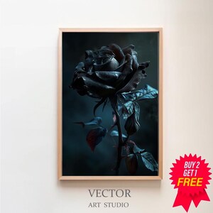 Black Rose Art Print, Vintage Poster, Art Poster Print, Gothic Victorian, Dark Academia