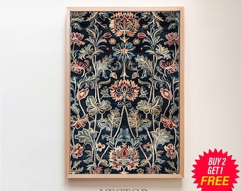 Antique Textile Wall Art - Vintage Tapestry Digital PRINTABLE- Rug Pattern Wall Art - Eclectic Art Print - Modern Farmhouse Wall Decor