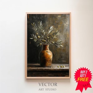 Olive Tree Branch Painting, PRINTABLE ART, Muted Toned Art, Botanical Painting