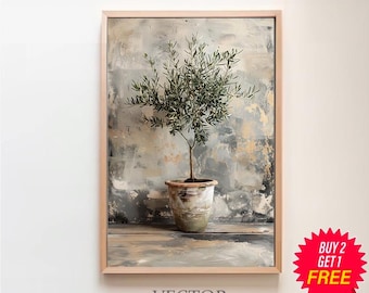Olivenbaum in Gef Malerei, DRUCKBARE KUNST, Muted Toned Art, digitaler  Download