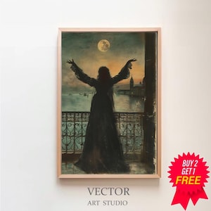 Luna Worship Print - Vintage Art - Dark Art - Occult Poster - Gothic Home Decor - Witchcraft - Wiccan Art - Witch Print