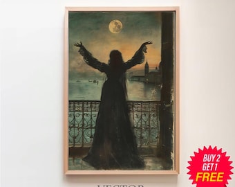 Luna Worship Print - Vintage Art - Dark Art - Occult Poster - Gothic Home Decor - Witchcraft - Wiccan Art - Witch Print