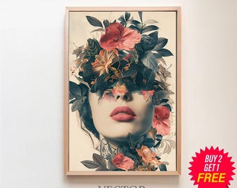 Tableau Toile Abstrait Fleur - Art Mural - Décoration Maison