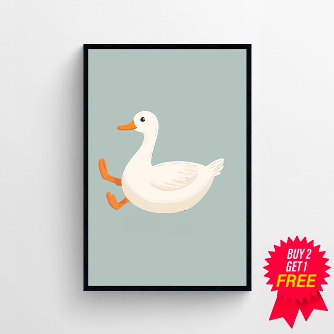 Silly Goose Wall Art, Cute Goose Poster, Dark Blue Boy Nursery Decor ...