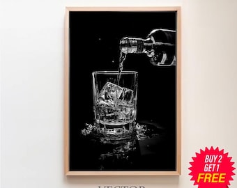 Whisky Poster, Black and White, Bar Cart Print, Cocktail Wall Art, Alcohol Poster, Printable Wall Art, Vintage Bar Decor, English Pub Decor