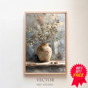 Olive Tree Branch Painting, PRINTABLE ART, Muted Toned Art, Botanical Painting