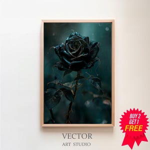 Black Rose Art Print, Vintage Poster, Art Poster Print, Gothic Victorian, Dark Academia