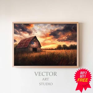 Frame TV Art 4th of July | American Flag On Barn | American Heritage Frame TV | Digital Download | Independence Day