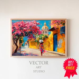 Mexican Painting, Mexican Village, Mexican Street, Mexico Art, Colorful Decor, Traditional Mexico, Mexican Wall Decor, Mexican Folk Art