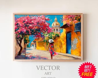 Mexican Painting, Mexican Village, Mexican Street, Mexico Art, Colorful Decor, Traditional Mexico, Mexican Wall Decor, Mexican Folk Art