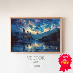 Wizarding Inspired Poster, Vintage Wizard School, Wizard World, Van Gogh Painting, Vintage Castle, Physical Decor, Wall Art