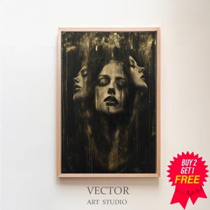 Hecate Triple Moon Goddess Fine Art Giclee Witchcraft, Wicca Pagan Luna Vintage Painting, Ancient Esoteric Art, Hekate Witchy Artwork