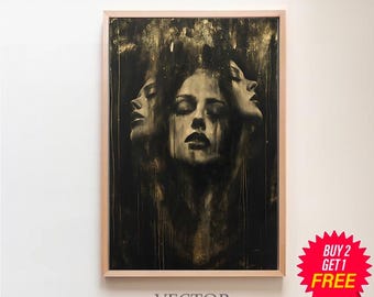 Hecate Triple Moon Goddess Fine Art Giclee Witchcraft, Wicca Pagan Luna Vintage Painting, Ancient Esoteric Art, Hekate Witchy Artwork