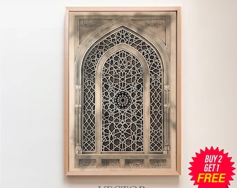 Vintage Mosque Window Art Print, Islamic Wall Art Printable, Muslim Home Decor Gift, Islamic Decoration & Ornament, Architecture Print