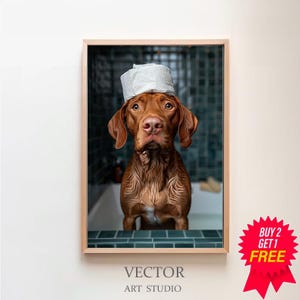 Badezimmer Kunst, Badezimmer Poster Ideen, Digitaler Download, Vizsla Geschenk,Funny Dog Picture, Wanddeko Badezimmer, lustiges Hundeposter