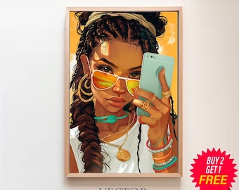 black art, black girl art, black woman wall art, black wall art, black woman art, black girl wall art, black art print, urban digital print