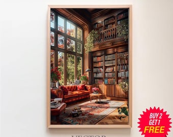 Póster de libro antiguo, arte acogedor para rincones de lectura, regalo de lectura, decoración del hogar para amantes de los libros, impresión artística de lectores, decoración de arte de pared de moda, pintura académica