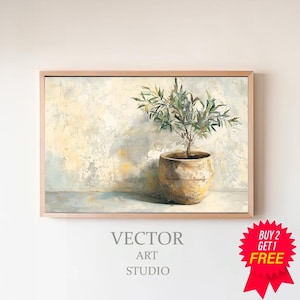 Olive Tree in Aged Vase Painting | PRINTABLE ART | Vintage Botanical Art | Digital Download