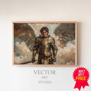 Printable Archangel Artwork Saint Michael the Archangel Printable Art Catholic Home Decor Religious Print Angel Artwork Religious Wall Art