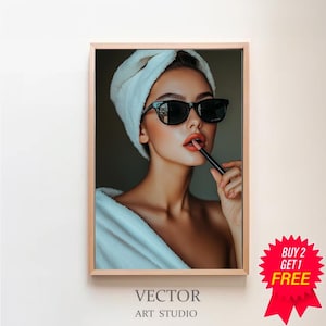 Audrey Hepburn Lipstick Poster, Vintage Woman Fashion Wall Art, Old Hollywood Photo in Color, Fashion Wall Decor, Feminist Print