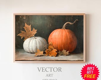 Rustic Fall Wall Decor Printable Pumpkin Still Life Painting Fall Art Halloween Autumn Decor Thanksgiving Print Vintage Autumn Wall Print